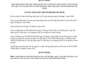 Quyết định 59/2013/QĐ-UBND thu thập quản lý cập nhật dữ liệu TNMT Hồ Chí Minh