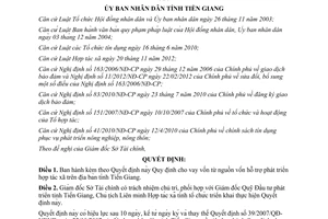 Quyết định 51/2013/QĐ-UBND cho vay từ nguồn vốn hỗ trợ phát triển hợp tác xã Tiền Giang 2013