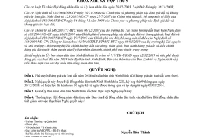 Nghị quyết 18/2013/NQ-HĐND phê duyệt Bảng giá đất năm 2014 tỉnh Ninh Bình