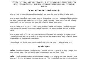 Quyết định 64/2013/QĐ-UBND mức chi kinh phí kiểm soát thủ tục hành chính Bình Thuận