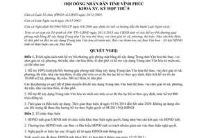 Nghị quyết 115/2013/NQ-HĐND bồi thường giải phóng xây dựng văn hóa thể thao vui chơi Vĩnh Phúc