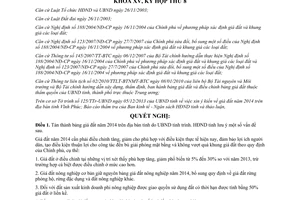 Nghị quyết số 111/NQ-HĐND 2013 ý kiến giá đất năm 2014 trên địa bàn tỉnh Vĩnh Phúc