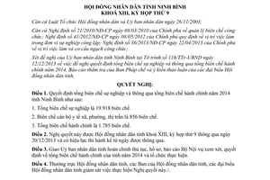 Nghị quyết 19/NQ-HĐND năm 2013 tổng biên chế sự nghiệp hành chính 2014 Ninh Bình