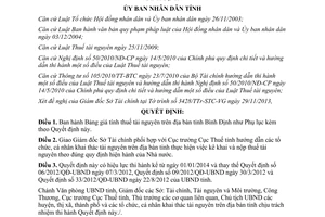 Quyết định 50/2013/QĐ-UBND bảng giá tính thuế tài nguyên Bình Định