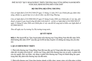 Quyết định 9762/QĐ-BCT năm 2013 Quy hoạch phát triển thương mại Đông Nam Bộ 2020 2030