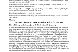 Thông tư 199/2013/TT-BTC tổ chức dự toán ngân sách 2014