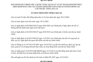 Quyết định 53/2013/QĐ-UBND kinh phí kiểm soát thủ tục hành chính cơ quan hành chính Lào Cai