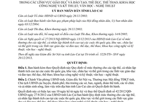 Quyết định 51/2013/QĐ-UBND mức thưởng cho tập thể cá nhân lập thành tích cao Lào Cai