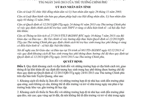 Quyết định 35/2013/QĐ-UBND khoảng cách địa hình học sinh THPT được hưởng chế độ QĐ 12Tuyên Quang