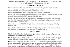 Quyết định 54/2013/QĐ-UBND Quy chế thu quản lý sử dụng quỹ QPAN Thừa Thiên Huế