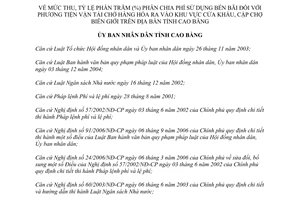 Quyết định 20/2013/QĐ-UBND mức thu tỷ lệ phân chia Phí sử dụng bến bãi Cao Bằng