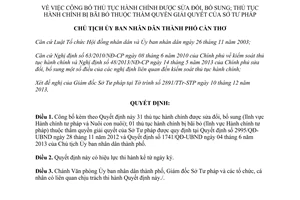 Quyết định 4424/QĐ-UBND năm 2013 thủ tục hành chính thuộc thẩm quyền Sở Tư pháp Cần Thơ