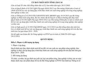 Quyết định 55/2013/QĐ-UBND quy trình thực hành sản xuất nông nghiệp tốt Lào Cai 2014 2020