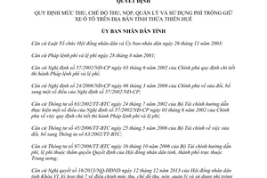 Quyết định 56/2013/QĐ-UBND chế độ thu quản lý sử dụng phí trông giữ xe ô tô Thừa Thiên Huế