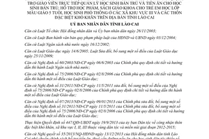 Quyết định 50/2013/QĐ-UBND hỗ trợ tiền ăn cho học sinh dân tộc thiểu số hỗ trợ giáo viên Lào Cai