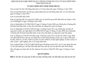 Quyết định 86/2013/QĐ-UBND sửa đổi Quy chế đấu thầu mua sắm tài sản Ninh Thuận