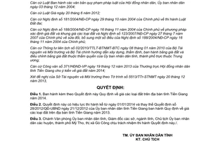 Quyết định 52/2013/QĐ-UBND giá đất Tiền Giang 2014