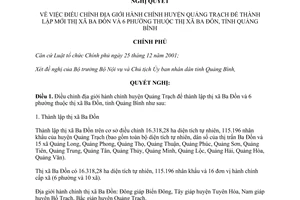 Nghị quyết 125/NQ-CP năm 2013 điều chỉnh địa giới hành chính Quảng Trạch Quảng Bình