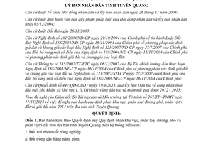 Quyết định 39/2013/QĐ-UBND phân khu vực đường phố vị trí đất Tuyên Quang