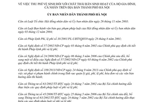 Quyết định 61/2013/QĐ-UBND thu phí vệ sinh chất thải rắn sinh hoạt hộ gia đình cá nhân Hà Nội