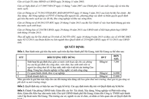 Quyết định 3022/2013/QĐ-UBND mức giá tiêu thụ nước sạch Hà Giang