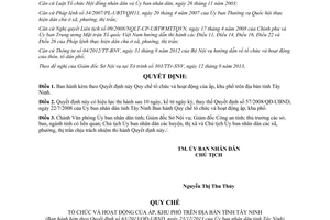 Quyết định 63/2013/QĐ-UBND năm 2013 Quy chế tổ chức hoạt động ấp khu phố Tây Ninh