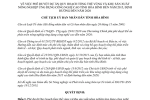 Quyết định 3030/QĐ-UBND 2013 khu sản xuất nông nghiệp ứng dụng công nghệ cao Hòa Bình 2015