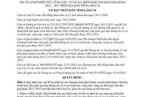 Quyết định 64/2013/QĐ-UBND hỗ trợ phát lại chương trình phát thanh truyền hình 2013 2015 Lào Cai