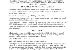 Quyết định 52/2013/QĐ-UBND 2013 sửa đổi quản lý nguồn chi sự nghiệp môi trường Bà Rịa Vũng Tàu