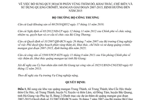 Quyết định 9812/QĐ-BCT năm 2013 bổ sung quy hoạch phân vùng quặng crômít mangan 2007 2015