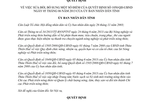 Quyết định 2797/QĐ-UBND 2013 sửa đổi Quyết định 1050/QĐ-UBND Thừa Thiên Huế