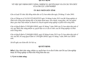 Quyết định 2799/QĐ-UBND 2013 chức năng nhiệm vụ quyền hạn cơ cấu Chi cục Lâm nghiệp Huế