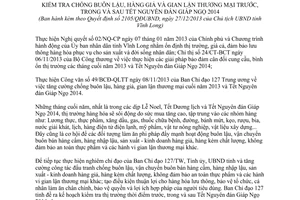 Kế hoạch 19/KH-BCĐ 2013 chống buôn lậu hàng giả gian lận thương mại Tết Nguyên đán 2014 Vĩnh Long