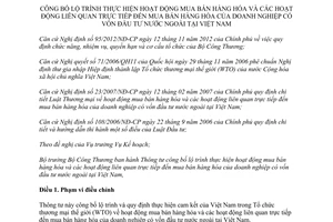 Thông tư 34/2013/TT-BCT lộ trình mua bán hàng hóa doanh nghiệp vốn đầu tư nước ngoài