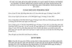 Quyết định 43/2013/QĐ-UBND phân cấp chi đầu tư phát triển ngân sách các cấp Đồng Tháp 2011 2015