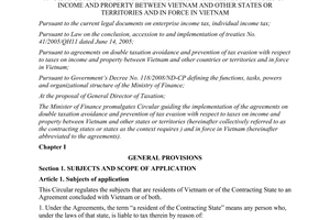 Circular No. 205/2013/TT-BTC The Agreements on double taxation avoidance and prevention of tax evasion