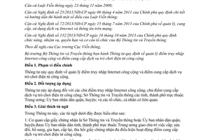 Thông tư 23/2013/TT-BTTTT quản lý điểm truy nhập Internet công cộng trò chơi điện tử