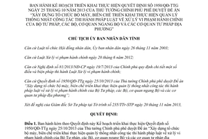 Quyết định 2593/QĐ-UBND 2013 Kế hoạch thực hiện 1950/QĐ-TTg tổ chức bộ máy xử lý vi phạm hành chính Bình Phước