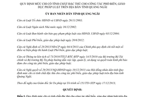 Quyết định 57/2013/QĐ-UBND chi công tác phổ biến giáo dục pháp luật Quảng Ngãi