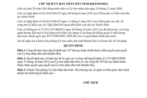 Quyết định 3382/QĐ-UBND năm 2013 thủ tục hành chính Ủy ban nhân dân tỉnh Khánh Hòa