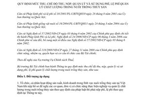 Thông tư 204/2013/TT-BTC mức thu quản lý phí lệ phí quản lý chất lượng nuôi trồng thủy sản
