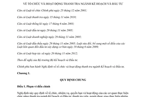 Nghị định 216/2013/NĐ-CP tổ chức hoạt động thanh tra ngành Kế hoạch Đầu tư