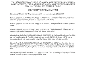 Quyết định 2596/QĐ-UBND 2013 Kế hoạch Kiểm soát thủ tục hành chính Truyền thông 2014 Bình Phước