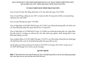 Quyết định 39/2013/QĐ-UBND Quy chế phối hợp kiểm soát ma túy Thái Nguyên