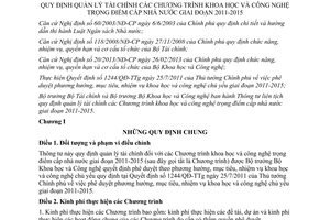 Thông tư liên tịch 207/2013/TTLT-BTC-BKHCN quản lý tài chính khoa học công nghệ trọng điểm 2011 2015