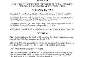 Quyết định 2834/QĐ-UBND năm 2013 Kế hoạch cải cách chế độ công vụ công chức Thừa Thiên Huế