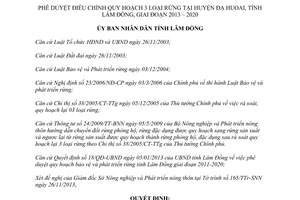 Quyết định 2692/QĐ-UBND năm 2013 điều chỉnh quy hoạch 3 loại rừng Đạ Huoai Lâm Đồng