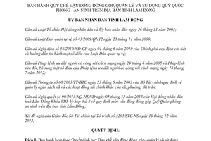 Quyết định 70/2013/QĐ-UBND quản lý sử dụng Quỹ Quốc phòng An ninh Lâm Đồng