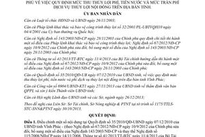 Quyết định 31/2013/QĐ-UBND điều chỉnh thủy lợi phí tiền nước 35/2010/QĐ-UBND Vĩnh Phúc