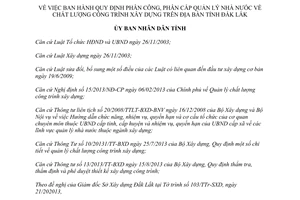 Quyết định 39/2013/QĐ-UBND quản lý nhà nước  chất lượng công trình xây dựng Đắk Lắk